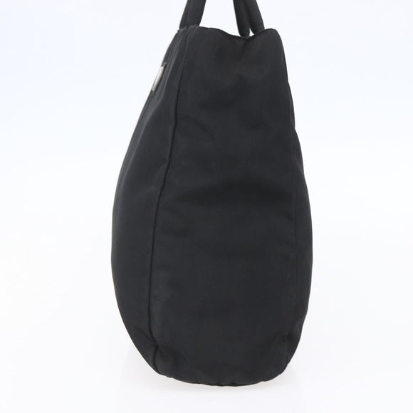 PRADA Hand Bag Nylon Black Silver Auth 153198