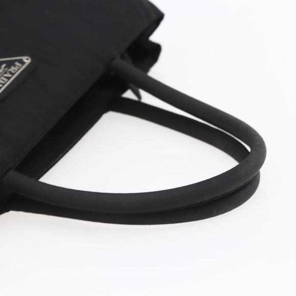 PRADA Hand Bag Nylon Black Silver Auth 153198