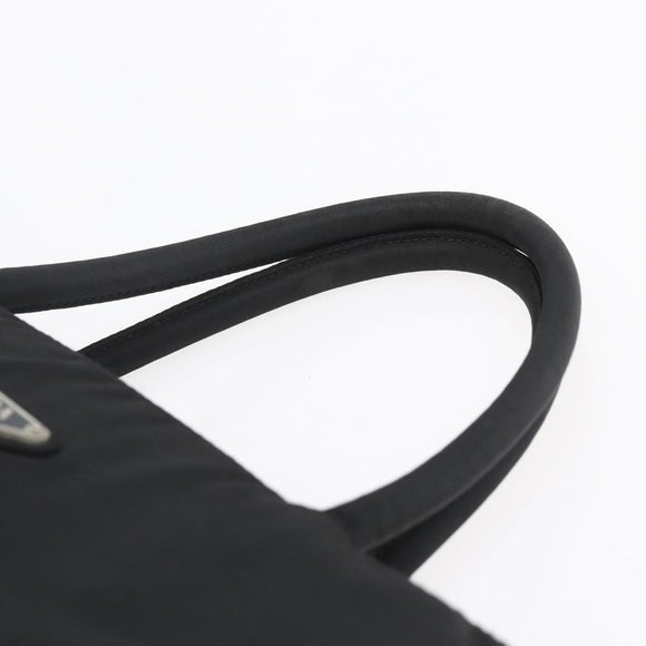 PRADA Hand Bag Nylon Black Silver Auth 153198