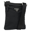 PRADA Shoulder Bag Nylon Black Silver Auth 153208-1