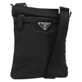 PRADA Shoulder Bag Nylon Black Silver Auth 153208