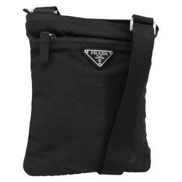 PRADA Shoulder Bag Nylon Black Silver Auth 153208