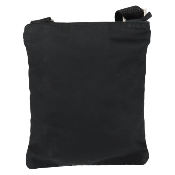 PRADA Shoulder Bag Nylon Black Silver Auth 153208