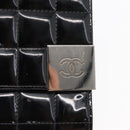 CHANEL Choco Bar Chain Shoulder Bag patent Black Silver CC Auth 153210-15