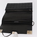 CHANEL Choco Bar Chain Shoulder Bag patent Black Silver CC Auth 153210-16
