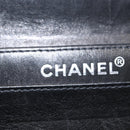 CHANEL Choco Bar Chain Shoulder Bag patent Black Silver CC Auth 153210-17