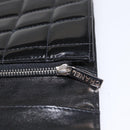 CHANEL Choco Bar Chain Shoulder Bag patent Black Silver CC Auth 153210-21