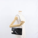CHANEL Choco Bar Chain Shoulder Bag patent Black Silver CC Auth 153210-24