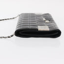 CHANEL Choco Bar Chain Shoulder Bag patent Black Silver CC Auth 153210-5