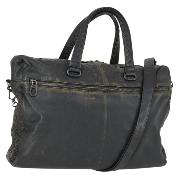 BOTTEGA VENETA INTRECCIATO Hand Bag Leather 2way Black Auth 153214