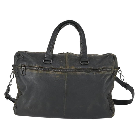 BOTTEGA VENETA INTRECCIATO Hand Bag Leather 2way Black Auth 153214
