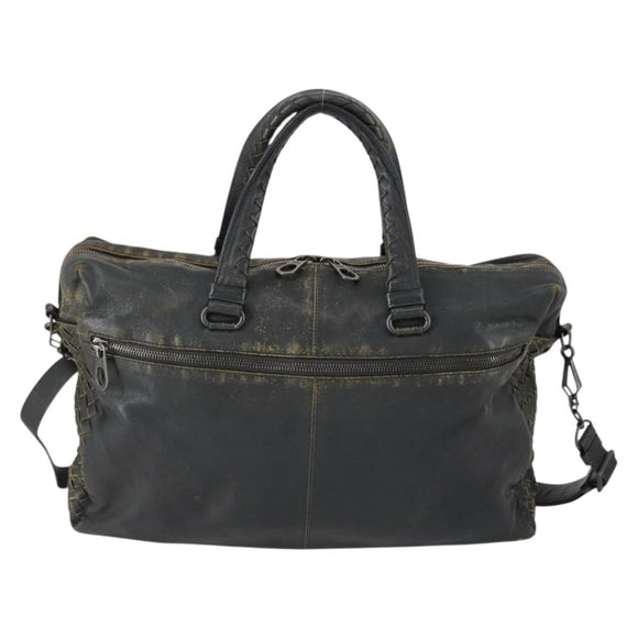 BOTTEGA VENETA INTRECCIATO Hand Bag Leather 2way Black Auth 153214