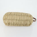 PRADA Gathered Hand Bag Nylon 2way Beige Gold Auth 153215-5