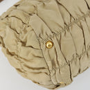 PRADA Gathered Hand Bag Nylon 2way Beige Gold Auth 153215-15