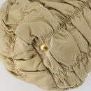 PRADA Gathered Hand Bag Nylon 2way Beige Gold Auth 153215-17