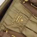 PRADA Gathered Hand Bag Nylon 2way Beige Gold Auth 153215-20