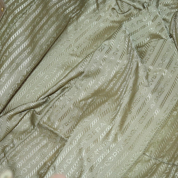 PRADA Gathered Hand Bag Nylon 2way Beige Gold Auth 153215