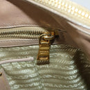 PRADA Gathered Hand Bag Nylon 2way Beige Gold Auth 153215-24
