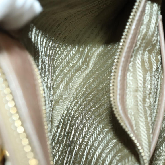 PRADA Gathered Hand Bag Nylon 2way Beige Gold Auth 153215
