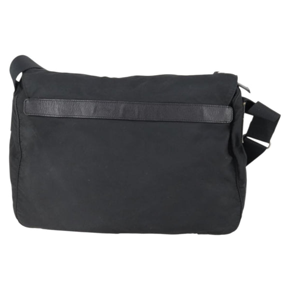 PRADA Shoulder Bag Nylon Black Silver Auth 153216