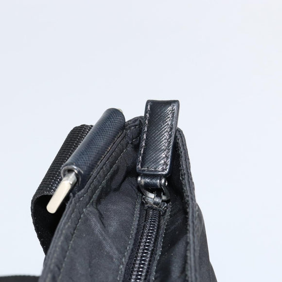 PRADA Shoulder Bag Nylon Black Silver Auth 153217