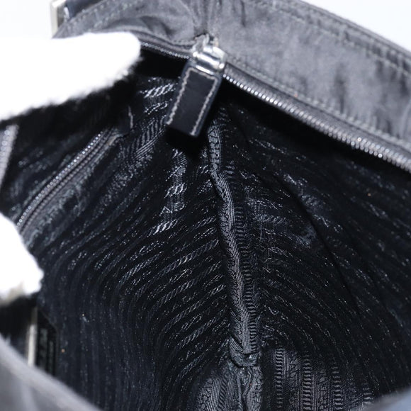 PRADA Shoulder Bag Nylon Black Silver Auth 153217