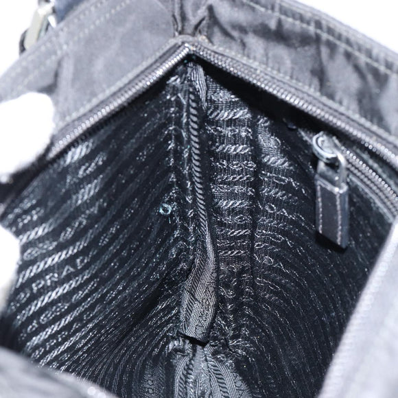 PRADA Shoulder Bag Nylon Black Silver Auth 153217
