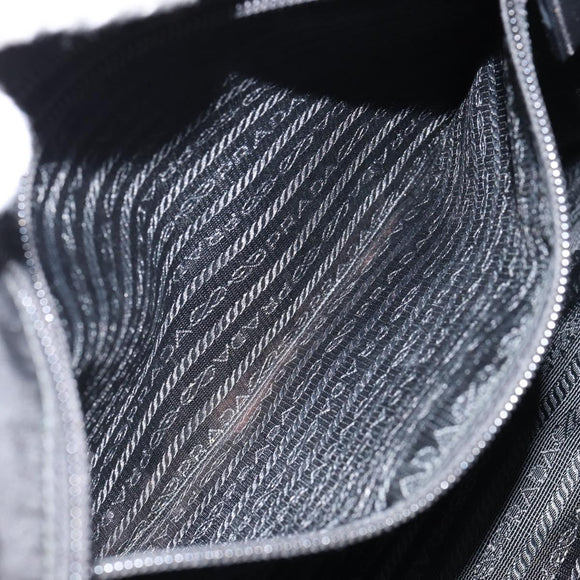 PRADA Shoulder Bag Nylon Black Silver Auth 153217