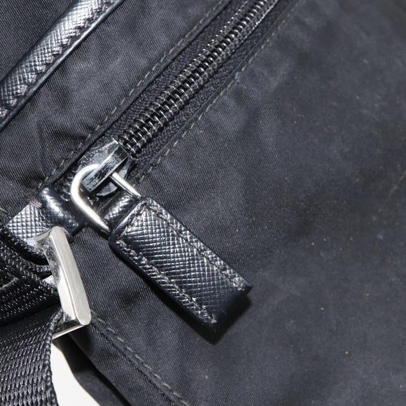 PRADA Shoulder Bag Nylon Black Silver Auth 153217