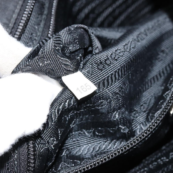 PRADA Shoulder Bag Nylon Black Silver Auth 153217