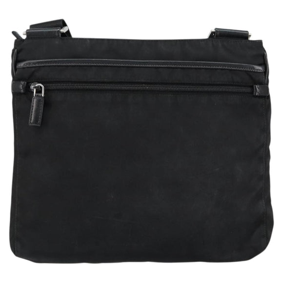 PRADA Shoulder Bag Nylon Black Silver Auth 153217