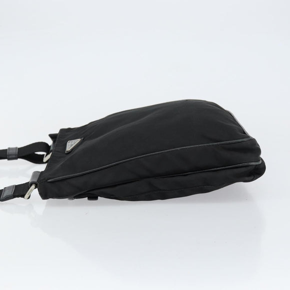 PRADA Shoulder Bag Nylon Black Silver Auth 153217