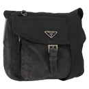 PRADA Shoulder Bag Nylon Black Silver Auth 153218-1