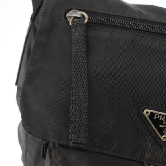PRADA Shoulder Bag Nylon Black Silver Auth 153218