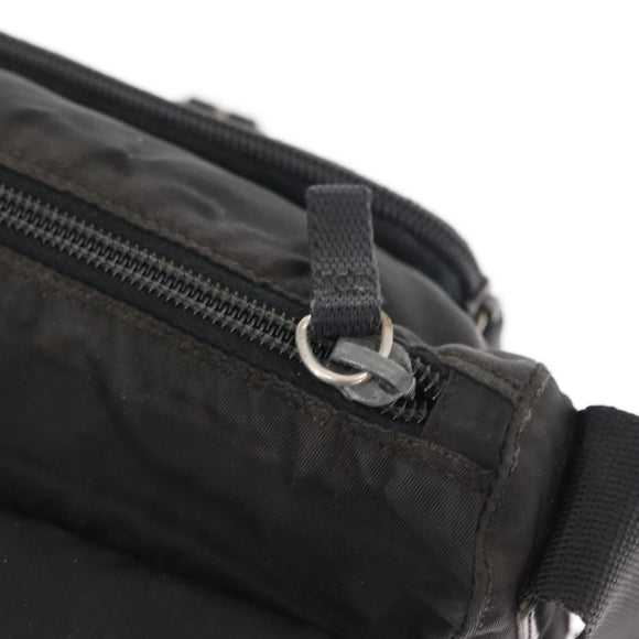 PRADA Shoulder Bag Nylon Black Silver Auth 153218
