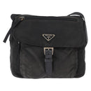 PRADA Shoulder Bag Nylon Black Silver Auth 153218-2