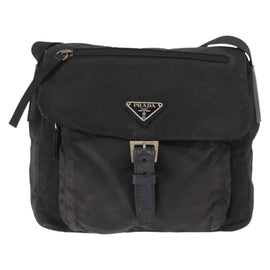 PRADA Shoulder Bag Nylon Black Silver Auth 153218 - 0