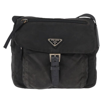PRADA Shoulder Bag Nylon Black Silver Auth 153218 - 0