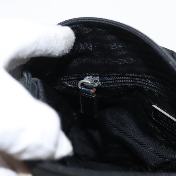 PRADA Shoulder Bag Nylon Black Silver Auth 153218