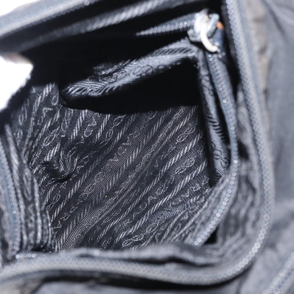 PRADA Shoulder Bag Nylon Black Silver Auth 153218