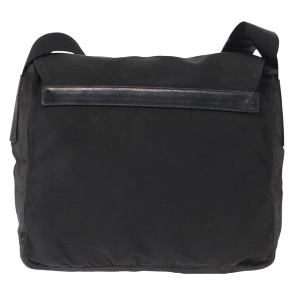 PRADA Shoulder Bag Nylon Black Silver Auth 153218