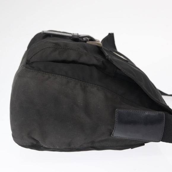PRADA Shoulder Bag Nylon Black Silver Auth 153218