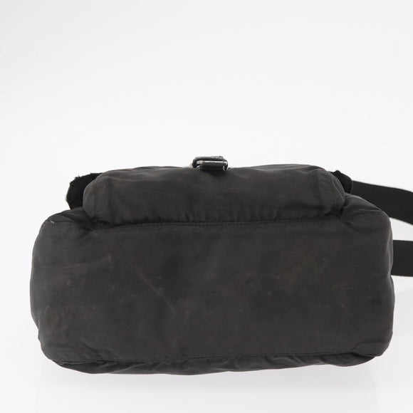 PRADA Shoulder Bag Nylon Black Silver Auth 153218