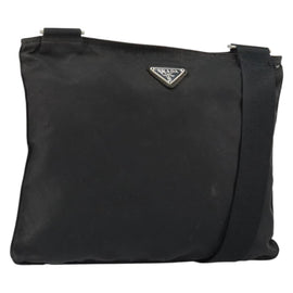 PRADA Shoulder Bag Nylon Black Silver Auth 153219