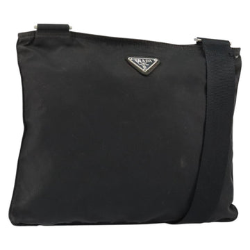 PRADA Shoulder Bag Nylon Black Silver Auth 153219