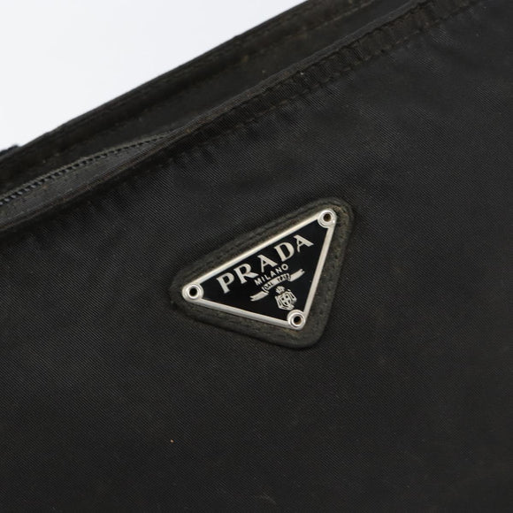 PRADA Shoulder Bag Nylon Black Silver Auth 153219