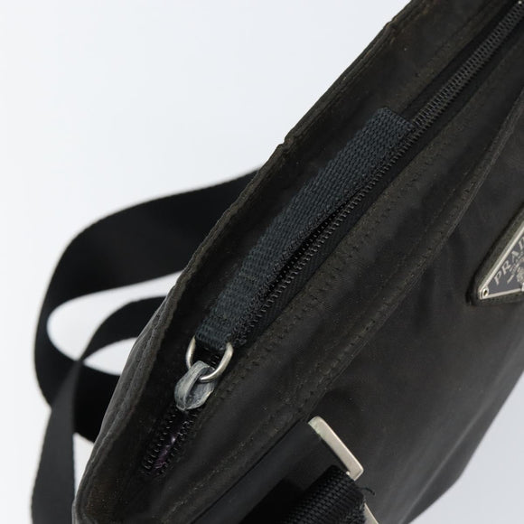 PRADA Shoulder Bag Nylon Black Silver Auth 153219