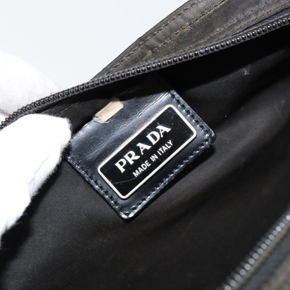 PRADA Shoulder Bag Nylon Black Silver Auth 153219