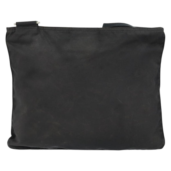 PRADA Shoulder Bag Nylon Black Silver Auth 153219