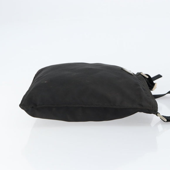 PRADA Shoulder Bag Nylon Black Silver Auth 153219